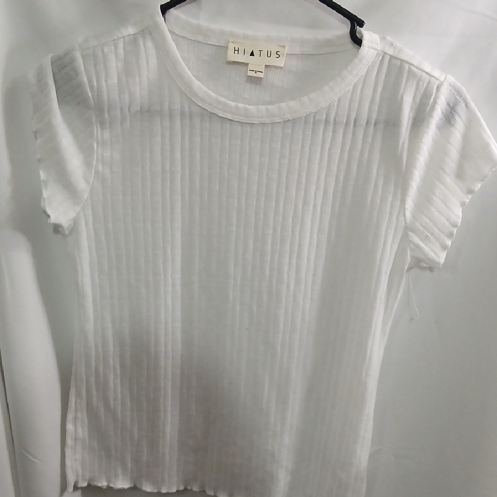 Hiatus Ribbed Short Sleeve Tee in White